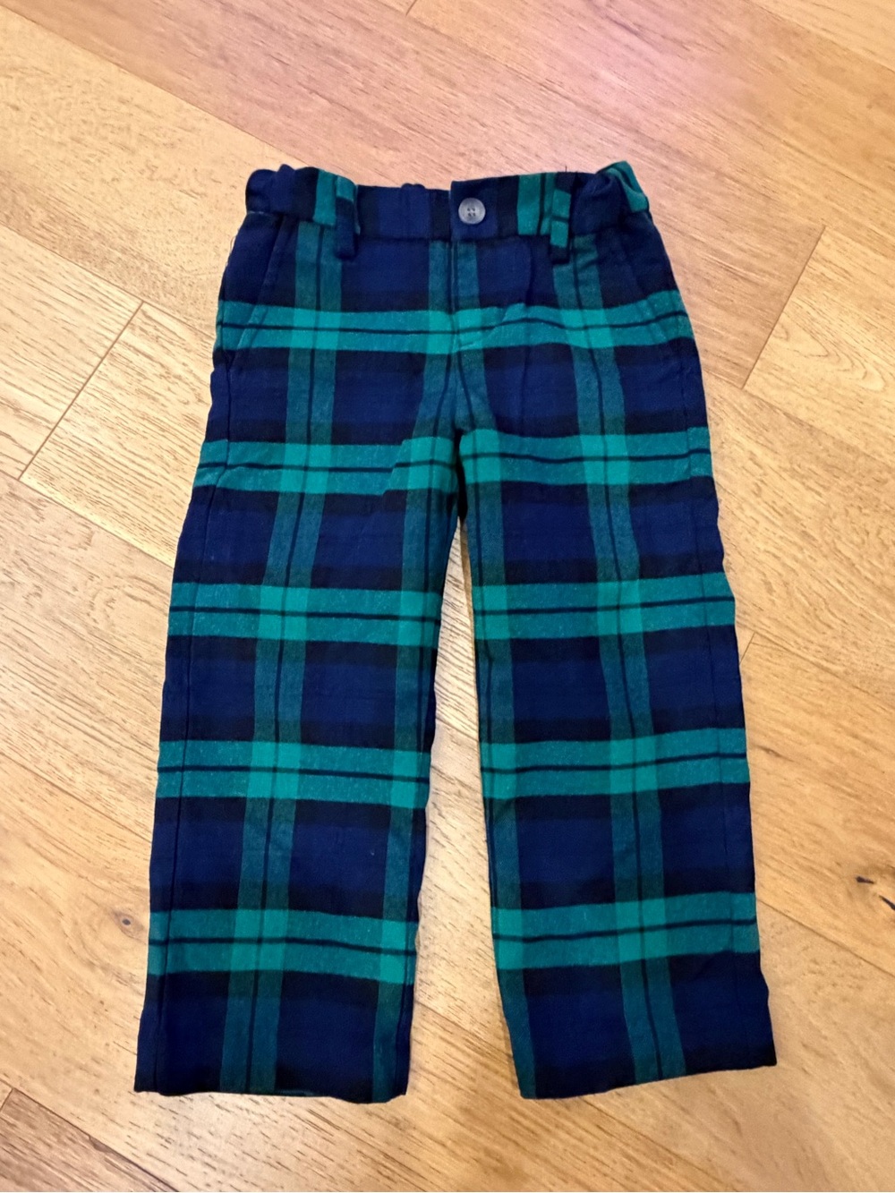 EUC Janie and Jack Navy and Green Plaid Pants